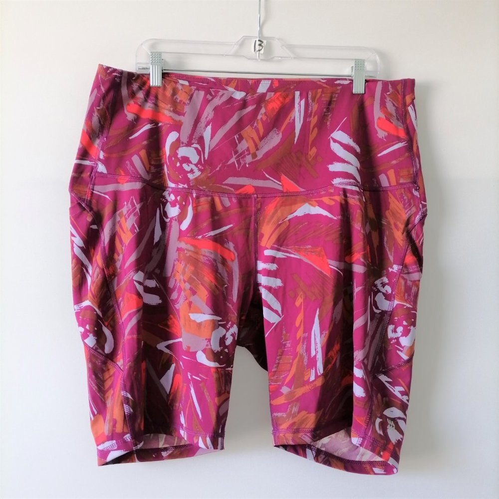 All In Motion Womens Pink High Rise Printed Pull On Athletic Shorts Size 2X